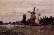 Claude Monet A Windmill at Zaandam oil